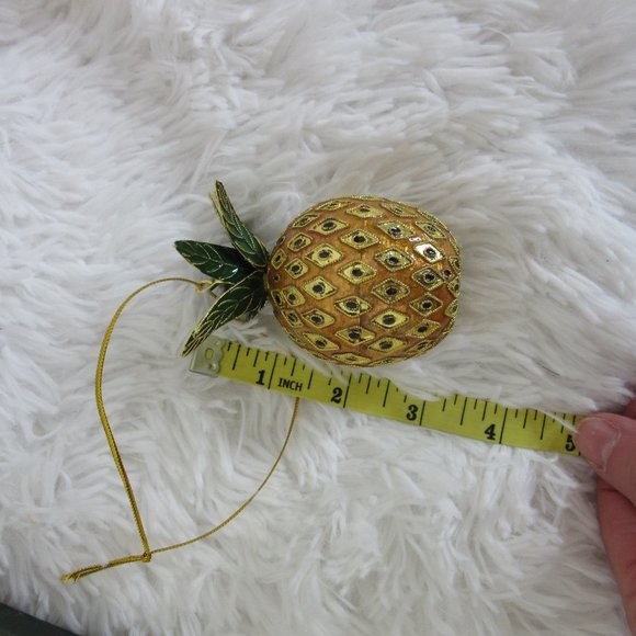 Ornament Pineapple Cloisonne Metal Christmas Tree Food Fruit Decoration - Picture 7 of 8